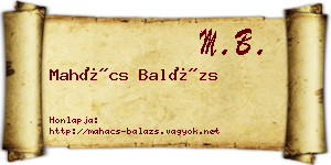 Mahács Balázs névjegykártya